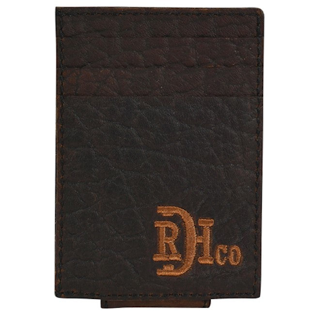 RED DIRT HAT CO MENS CARD CASE W/MAGNETIC CLIP BISON GRAIN LEATHER