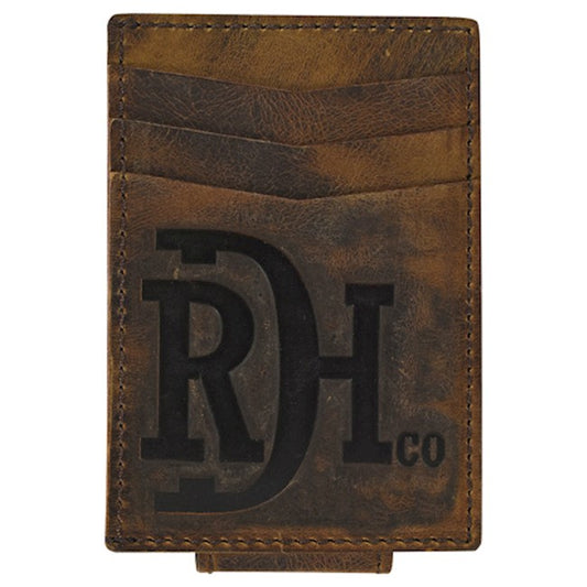 RED DIRT HAT CO MENS CARD CASE W/MAGNETIC CLIP DISTRESSED LEATHER