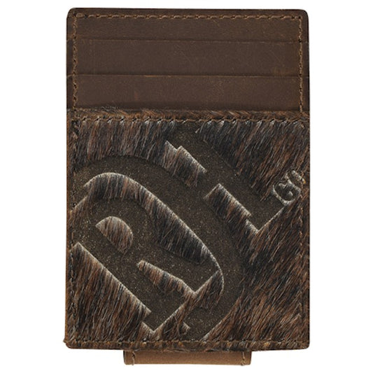 RED DIRT HAT CO MENS CARD CASE W/MAGNETIC CLIP BRINDLE COWHIDE LEATHER