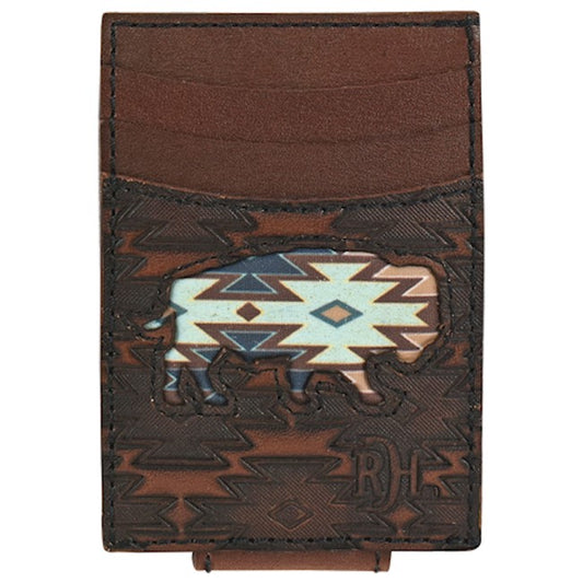 RED DIRT HAT CO MENS CARD CASE SOUTHWEST BUFFALO INLAY