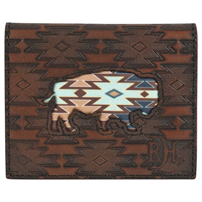RED DIRT HAT CO MENS BIFOLD CARD CASE SOUTHWEST BUFFALO INLAY