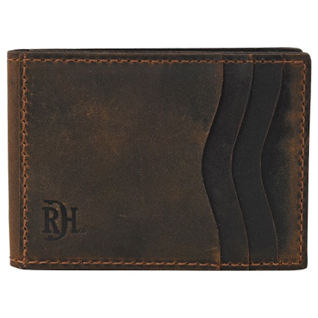 RED DIRT HAT CO MENS BIFOLD CARD CASE W/MAGNETIC CLIP OILED LEATHER