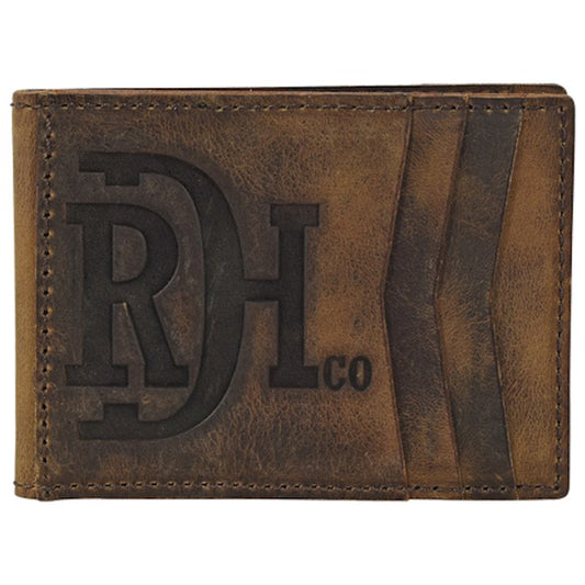 RED DIRT HAT CO MENS BIFOLD CARD CASE W/MAGNETIC CLIP DISTRESSED LEATHER