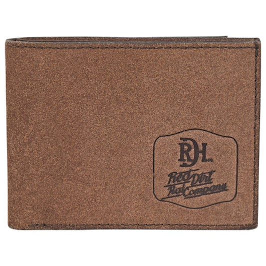 RED DIRT HAT CO MENS BIFOLD WALLET ROUGHOUT LEATHER