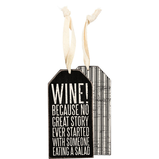 "WINE! BECAUSE" BOTTLE TAG