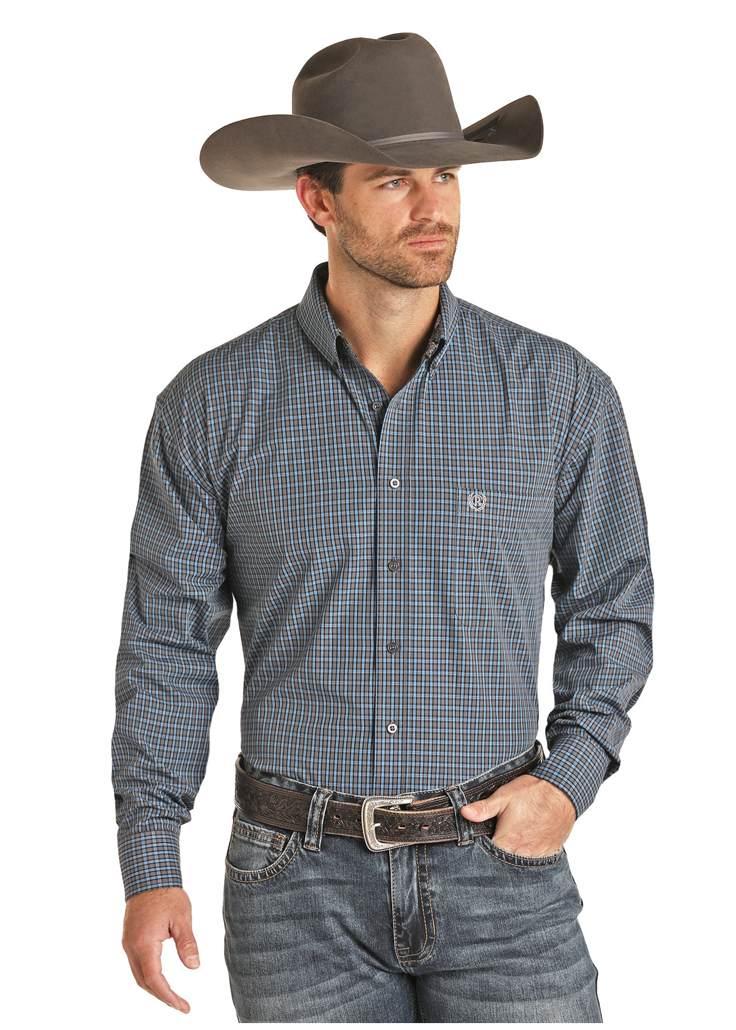 PANHANDLE MEN'S RELAXED FIT CHECK PRINT BUTTON DOWN SHIRT