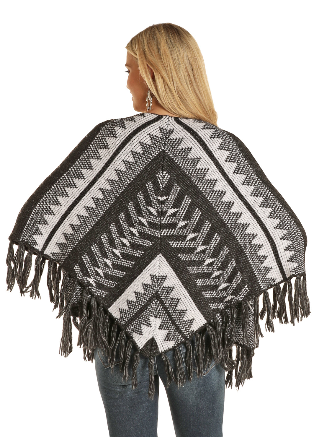 Rock and Roll Cowgirl Aztec Open Front Poncho with Fringe