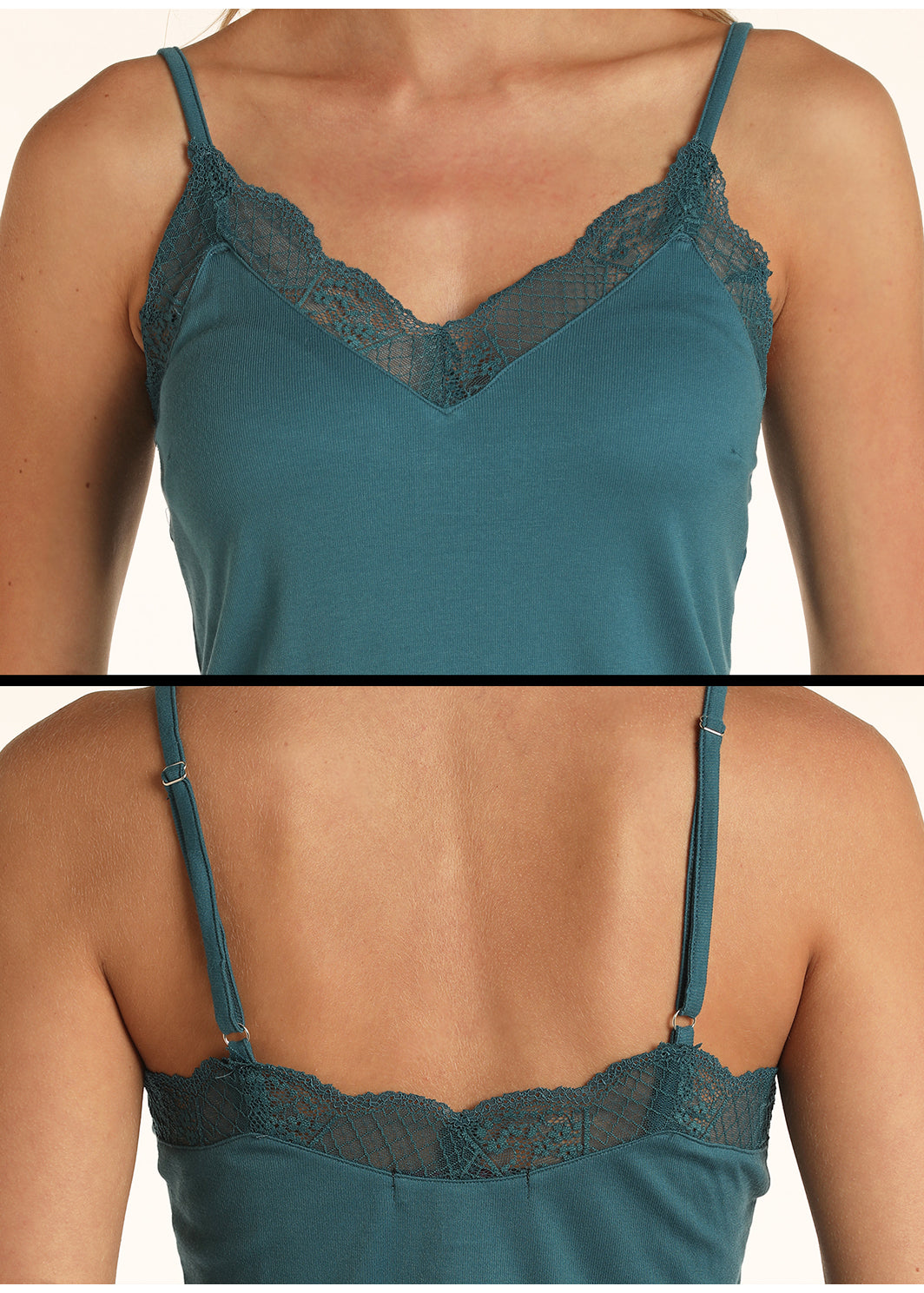 Rock & Roll Lace Trim Camisole Top - Teal