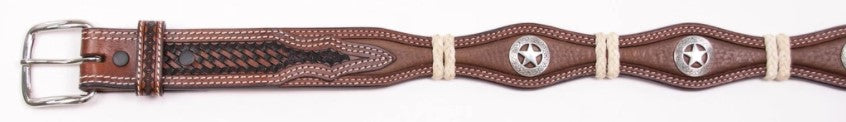 KID'S SCALLOPED BELT WITH RAWHIDE BRAID & STAR CONCHOS