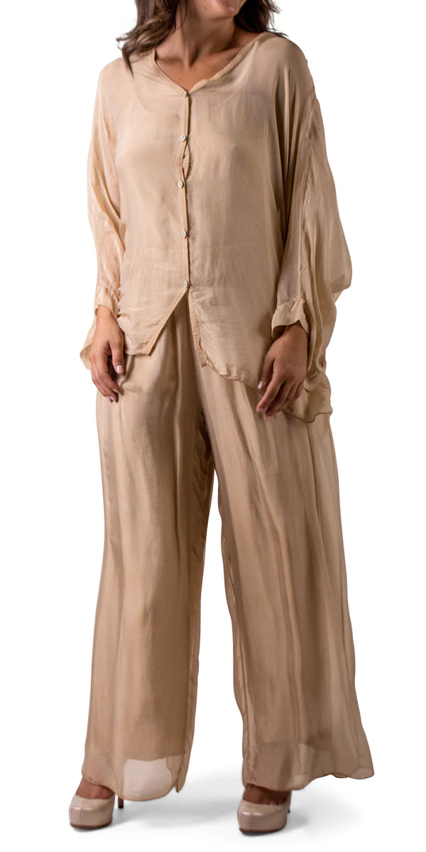 ANGELO SILK PANT in CAMEL