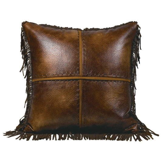 Western Suede Antique Silver Concho & Studded Lumbar Pillow, Black