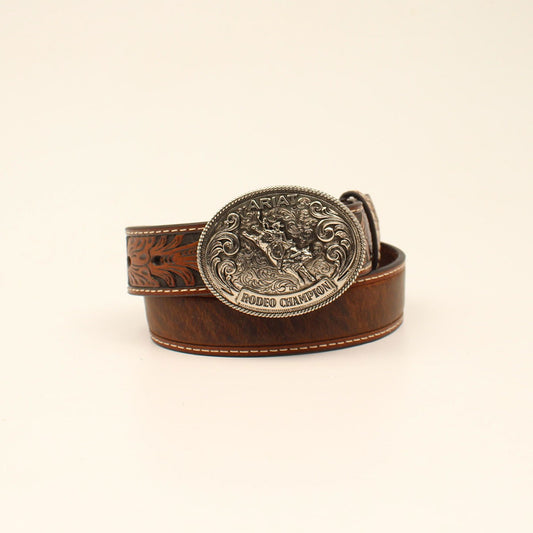 ARIAT BOYS BELT 1 1/4" FLORAL TABS MARBLE STRAP BULL RIDER BUCKLE