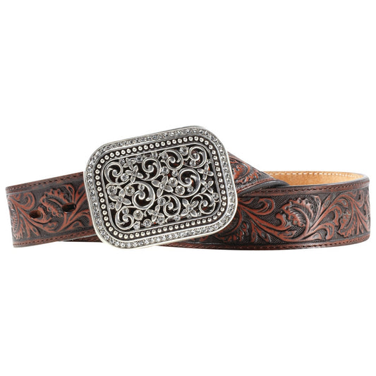 TOOLED LEATHER LADIES BELT