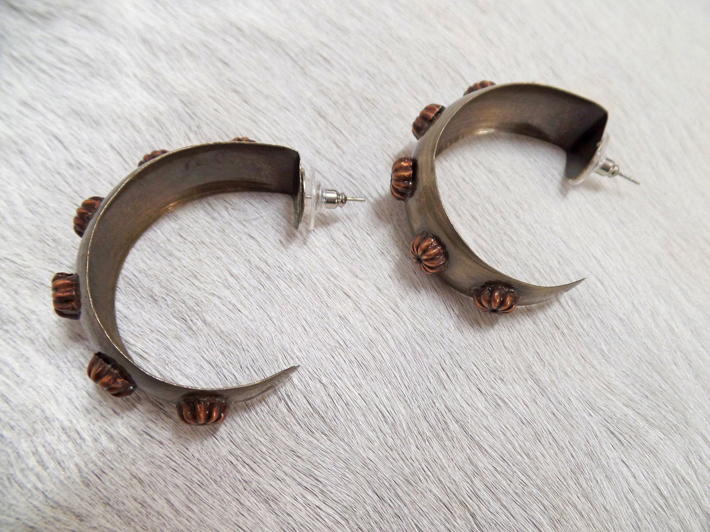 Antique Silver & Copper Hoop Earrings