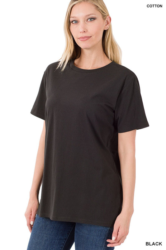 BOYFRIEND ROUND-NECK TEE in BLACK