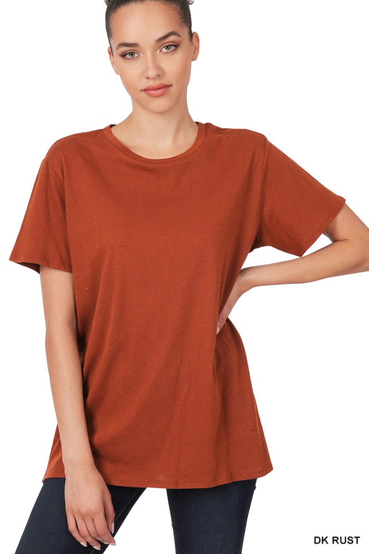 BOYFRIEND ROUND-NECK TEE in DARK RUST