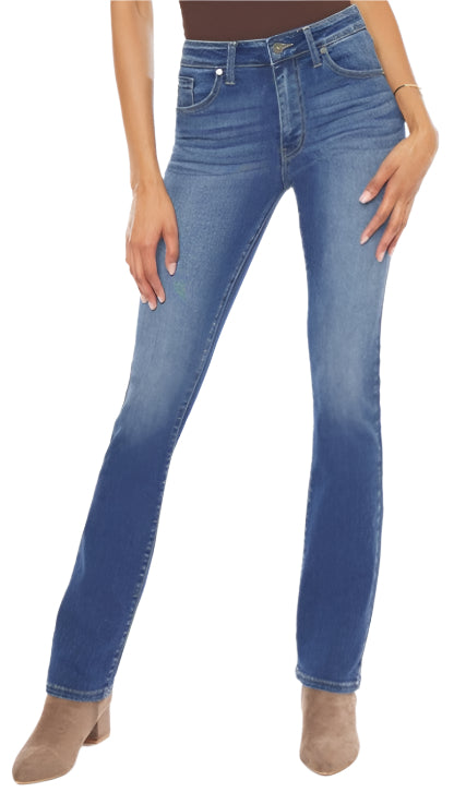 KANCAN MEDIUM WASH HIGH RISE BOOT CUT JEANS