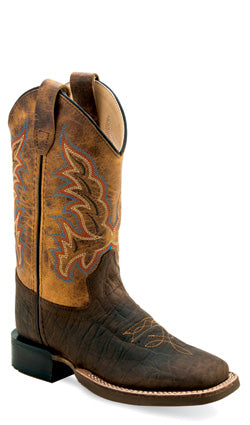 OLD WEST BOYS DISTRESSED TAN TOP COWBOY BOOTS