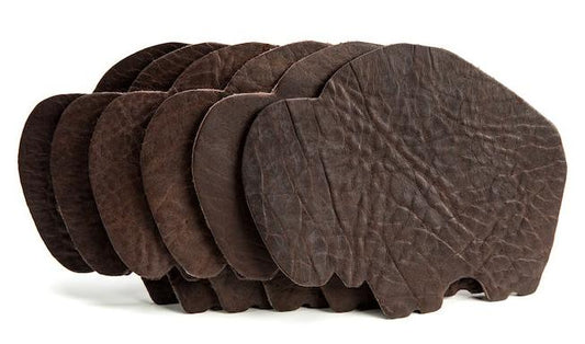 BUFFALO SHAPED BUFFALO LEATHER COASTERS