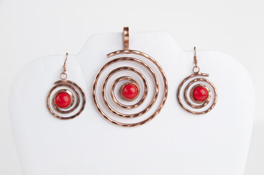 Copper Pendant & Earrings Set
