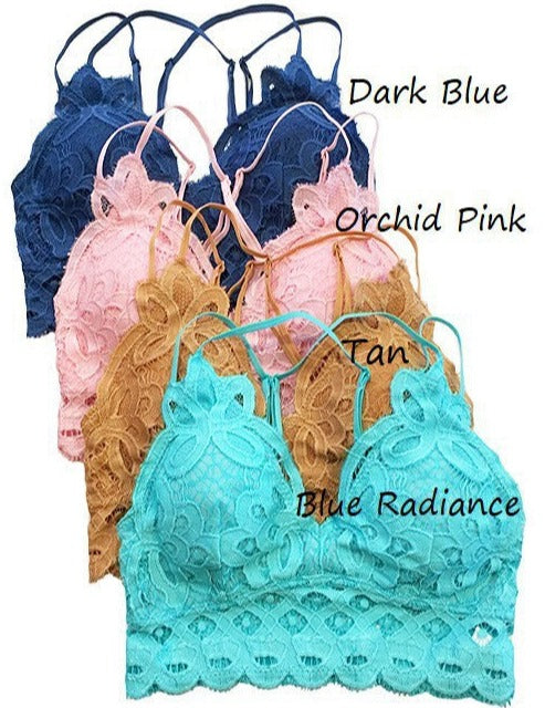 SCALLOPED LACE CAMI BRALETTE in BLUE RADIANCE