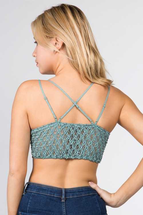 SCALLOPED LACE CAMI BRALETTE in NAVY