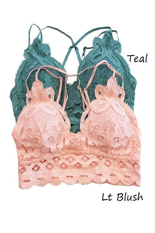 SCALLOPED LACE CAMI BRALETTE in LT BLUSH