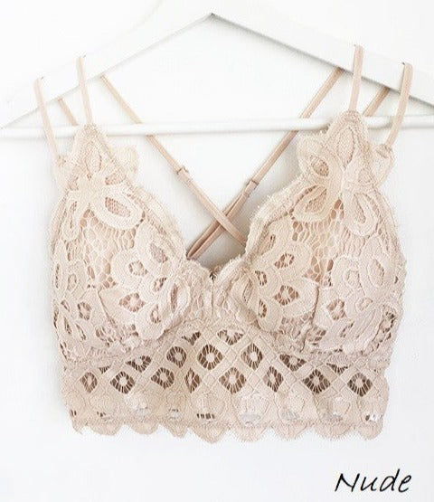 SCALLOPED LACE CAMI BRALETTE in NUDE