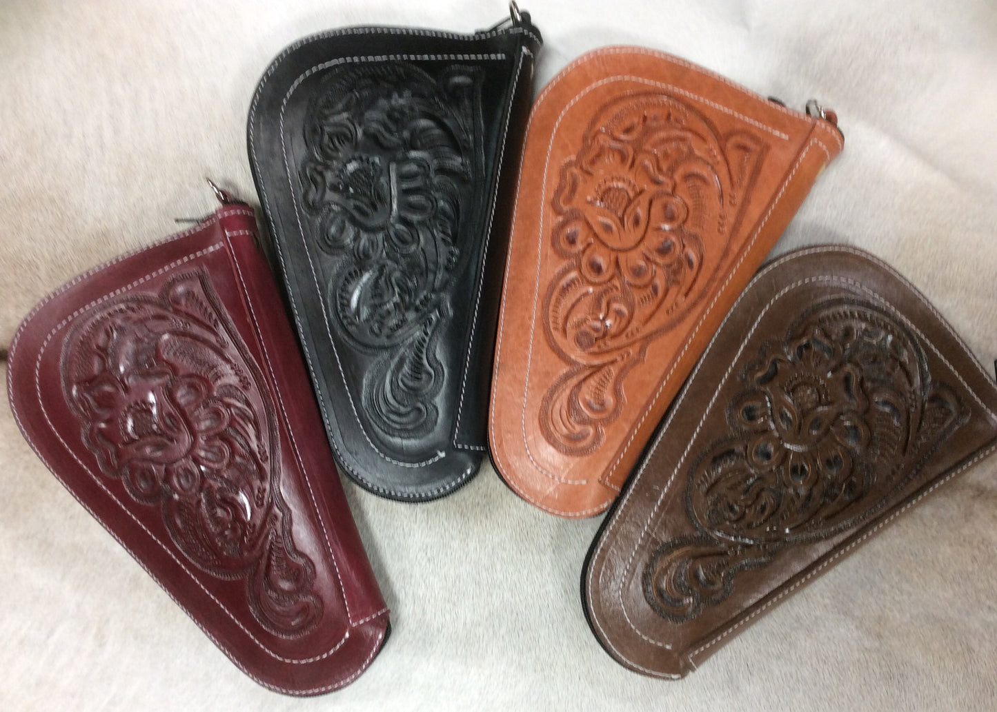 14" Pistol Case Tooled Leather Floral