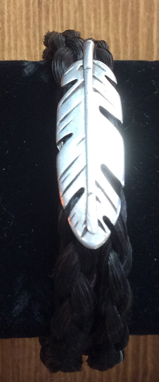 Horse Hair Bracelet Braided  with Feather