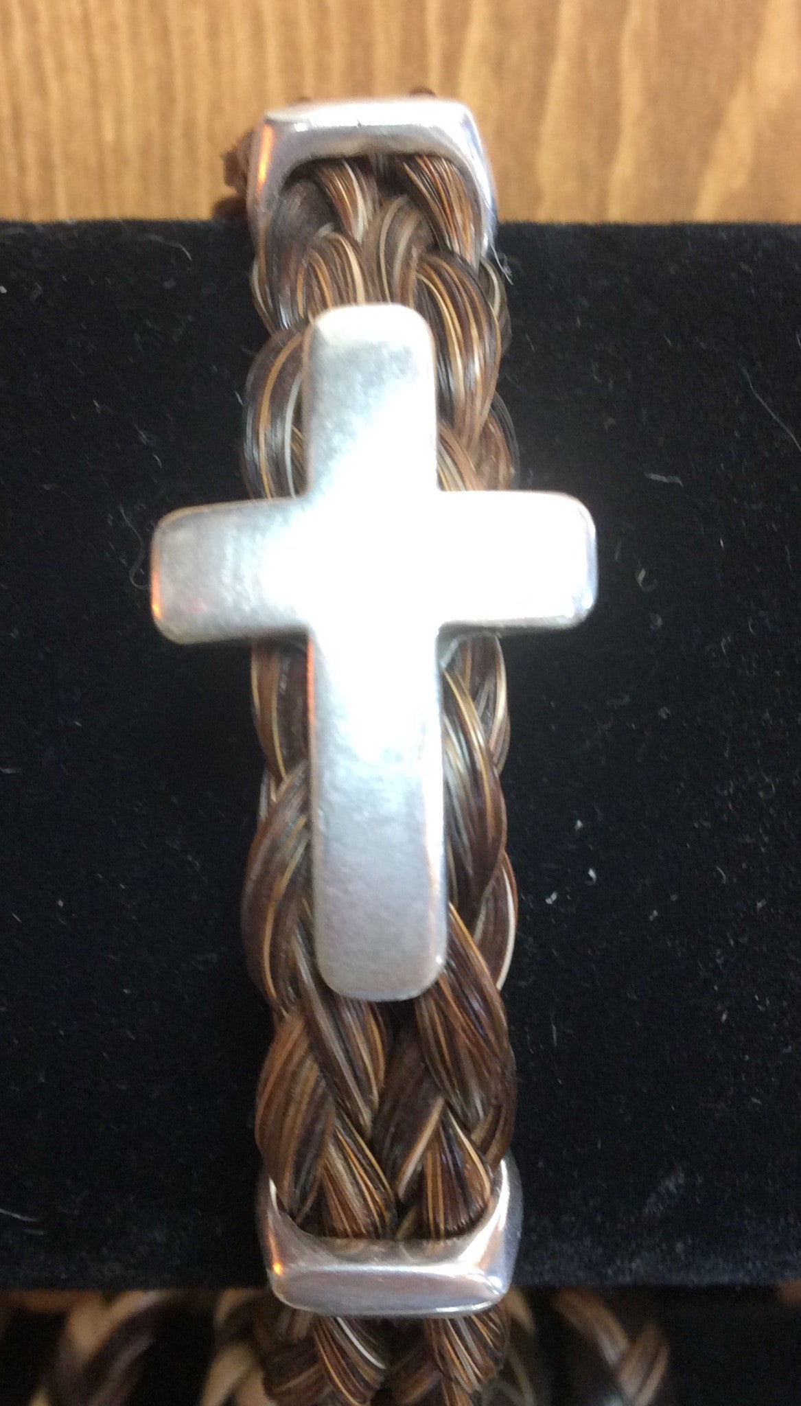 Horse Hair Bracelet Braided with Cross