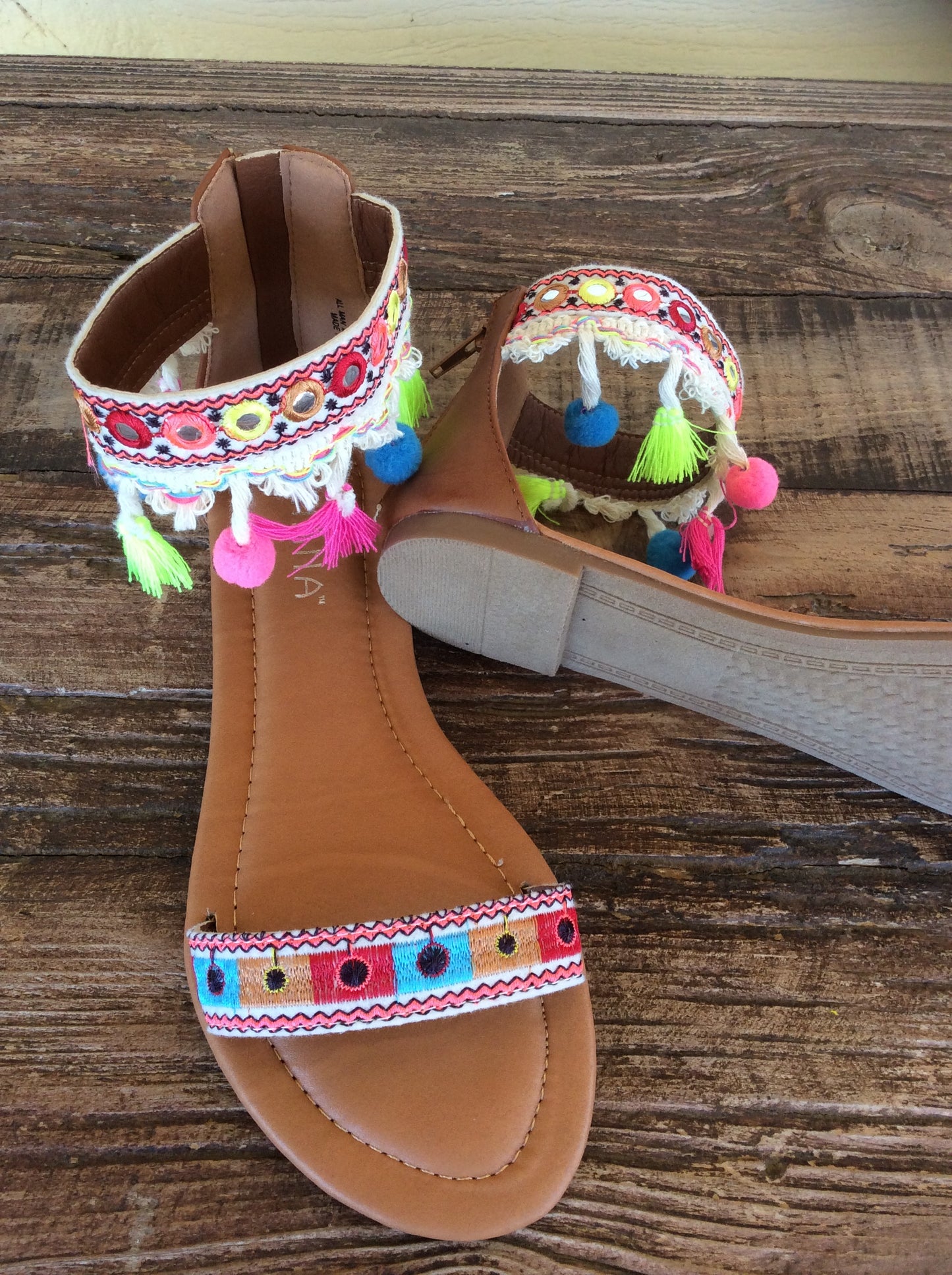 Pompom and Tassel Sandals