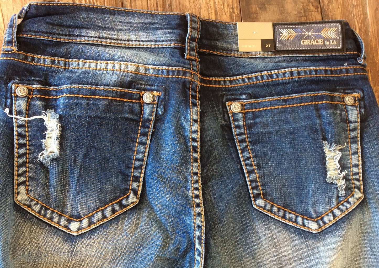 Grace In LA Presley EasyFit Distressed Medium Wash Skinny Jeans