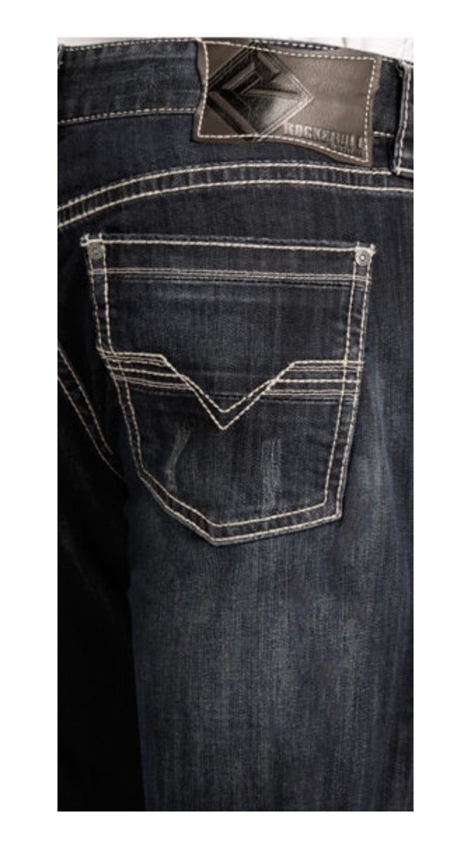 ROCK & ROLL MEN'S REGULAR FIT STRETCH PISTOL STRAIGHT BOOTCUT JEANS