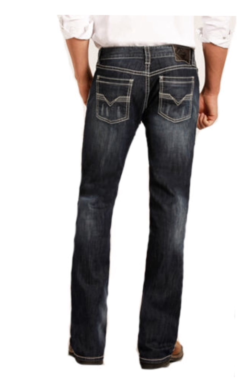ROCK & ROLL MEN'S REGULAR FIT STRETCH PISTOL STRAIGHT BOOTCUT JEANS