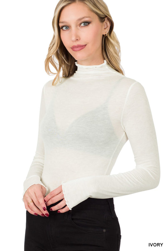 MOCK NECK LAYERING TOP in IVORY