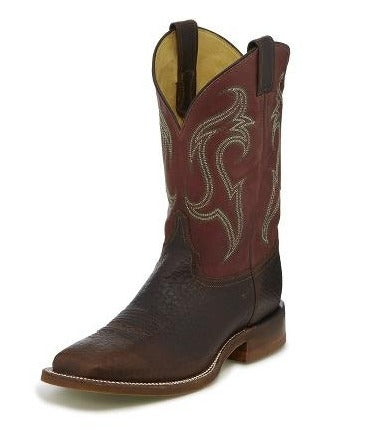 JUSTIN MEN'S BENT RAIL FRONTIER BENDER BROWN 11" BOOTS