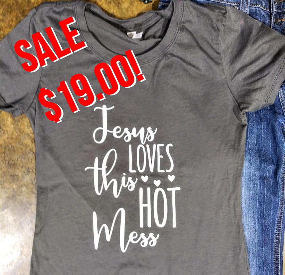 JESUS LOVES THIS HOT MESS GRAPHIC TEE *SALE*