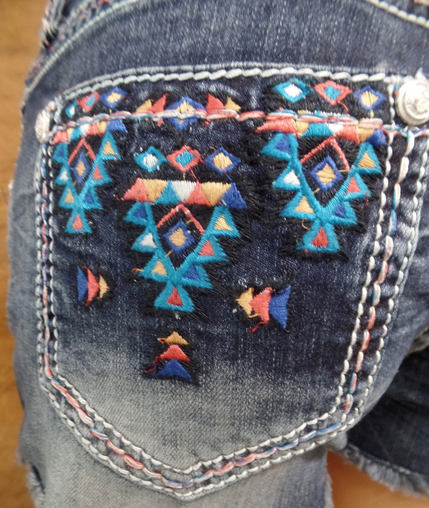 Grace In LA Dark Aztec Stitched Shorts