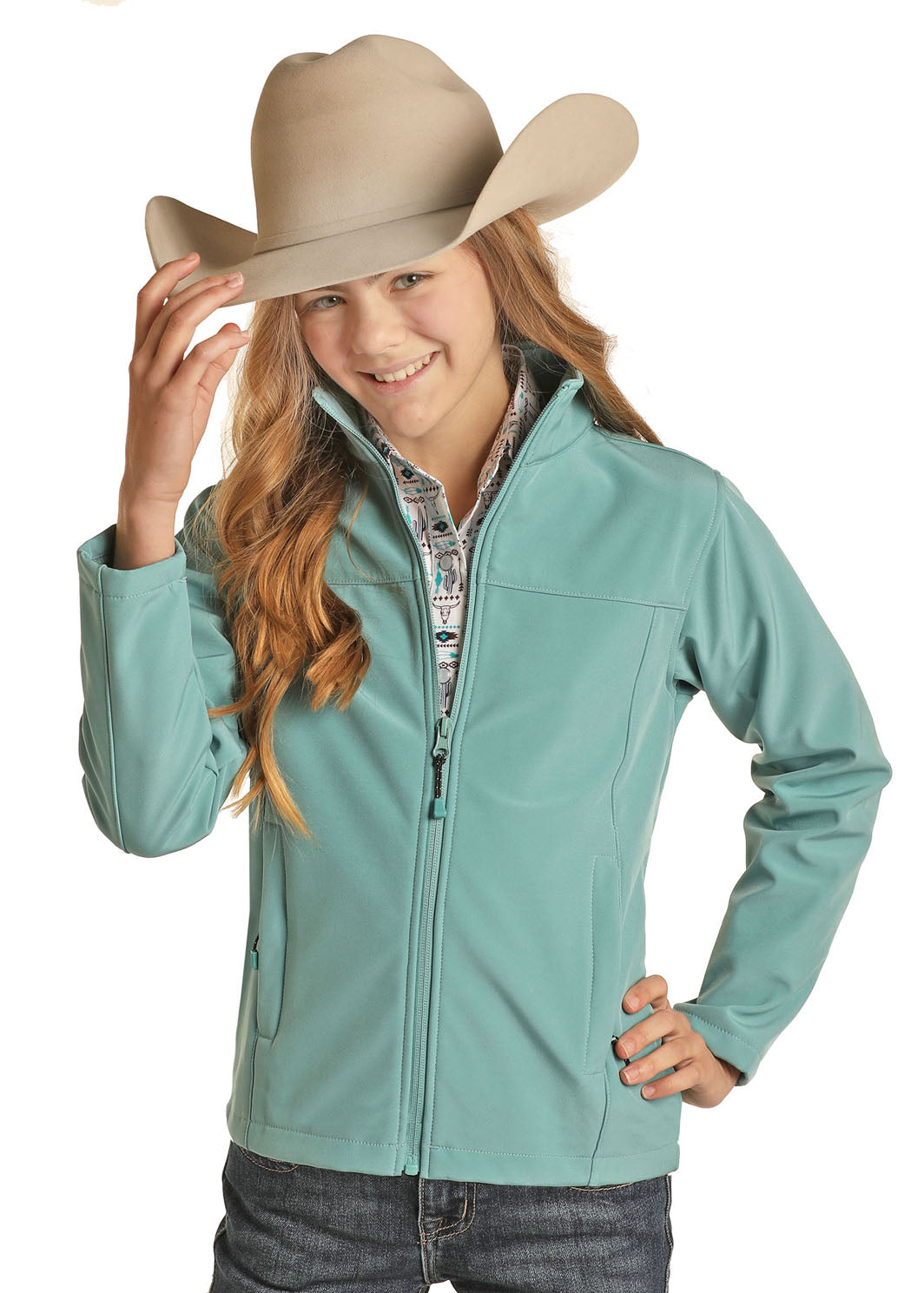 KID'S POWDER RIVER OUTFITTERS PERFORMANCE SOFTSHELL JACKET in JADE