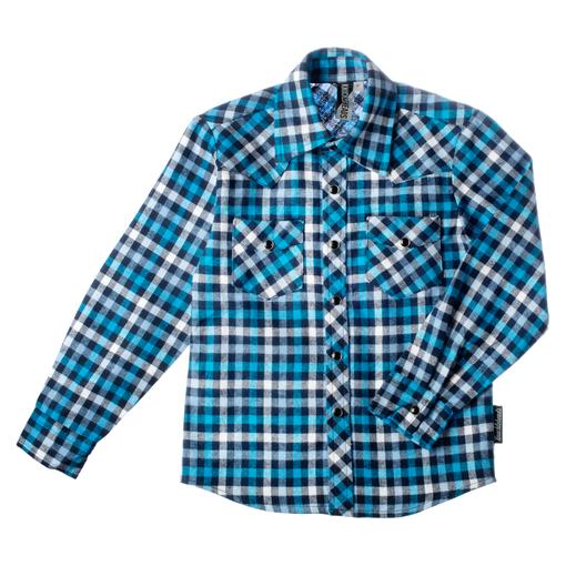 Knuckleheads "Laguna" Long Sleeve Blue Plaid Flannel Rockabilly Shirt