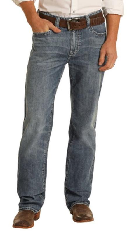 Rock Roll Double Barrel RELAXED FIT STRETCH STRAIGHT BOOTCUT JEANS