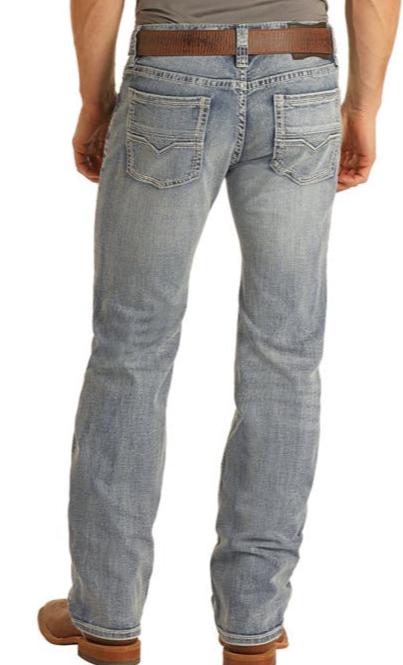 ROCK & ROLL MEN'S PISTOL REGULAR FIT STRETCH STRAIGHT BOOTCUT JEANS