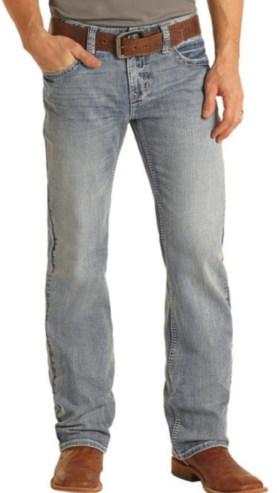 ROCK & ROLL MEN'S PISTOL REGULAR FIT STRETCH STRAIGHT BOOTCUT JEANS