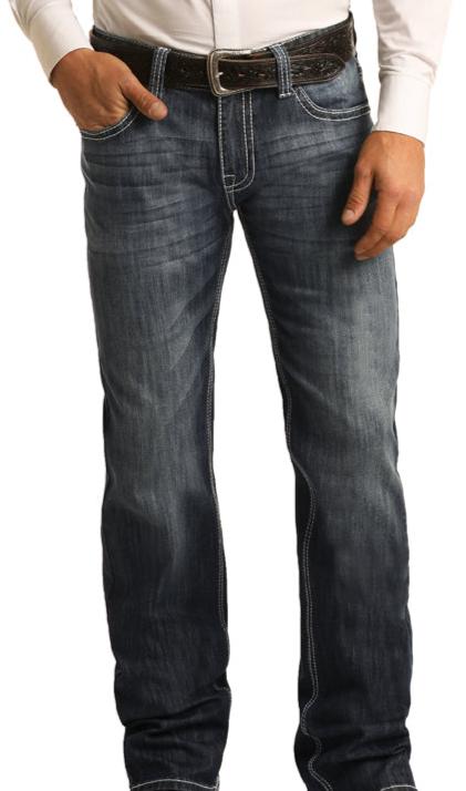 Rock & Roll Men's Pistol Straight Dark Wash