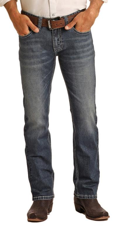 Rock and Roll Men's Cowboy Revolver Medium Wash Jeans