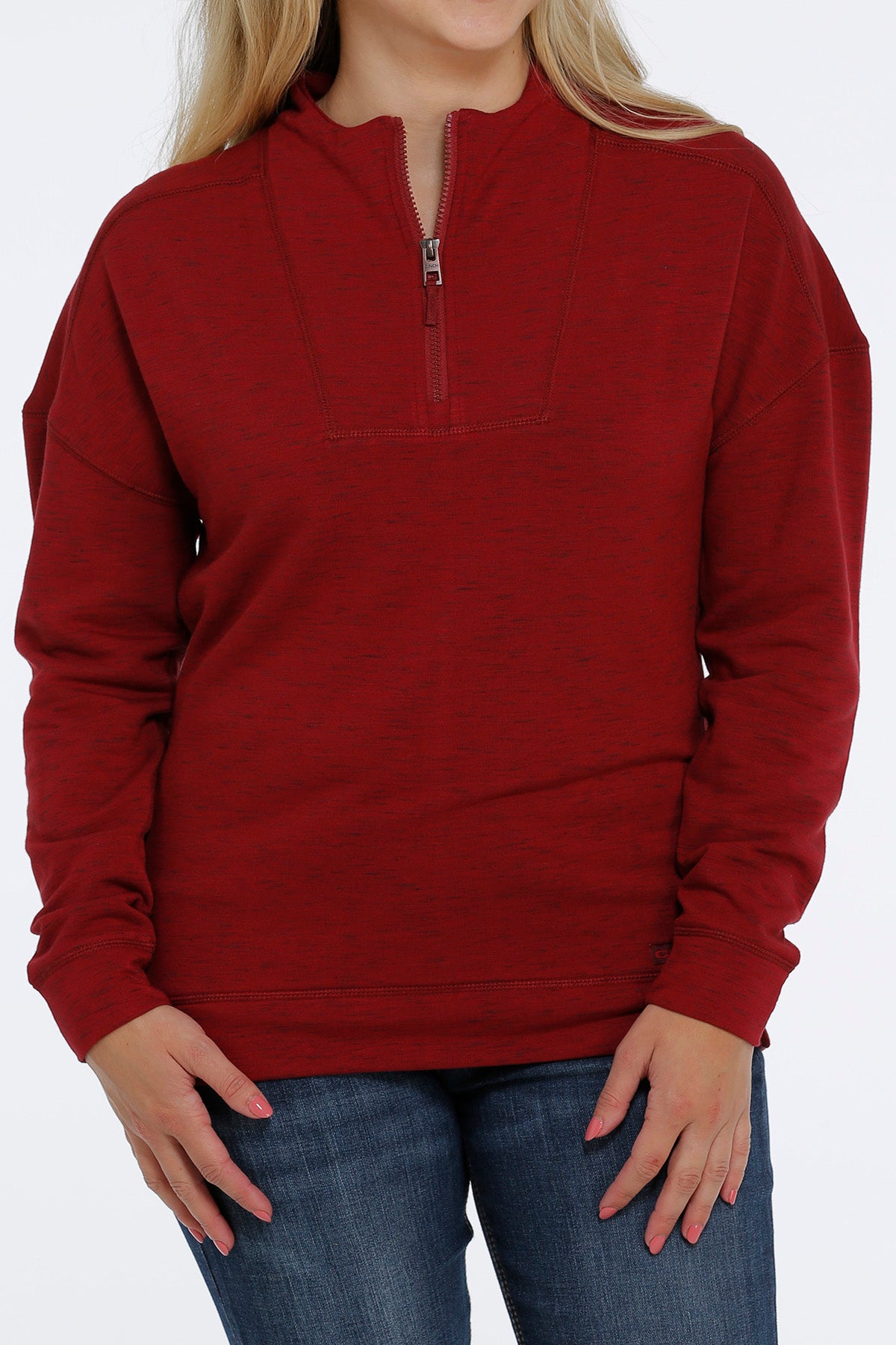 CINCH WOMEN'S FRENCH TERRY PULLOVER - HEATHER RED