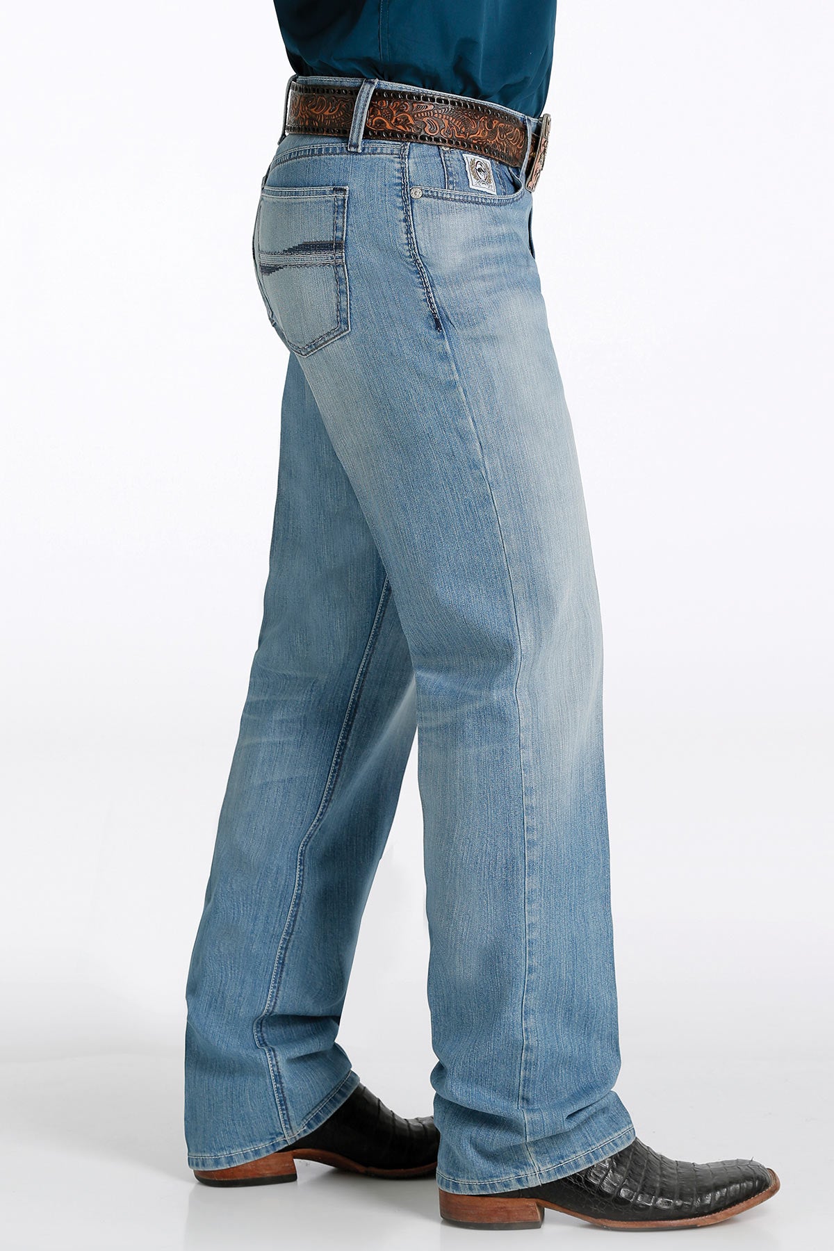 Cinch Men's White Label Mid Rise Relaxed Fit Straight Leg Jean - Medium  Stonewash