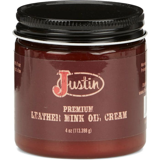 JUSTIN PREMIUM LEATHER MINK OIL CREAM 4 OZ JAR