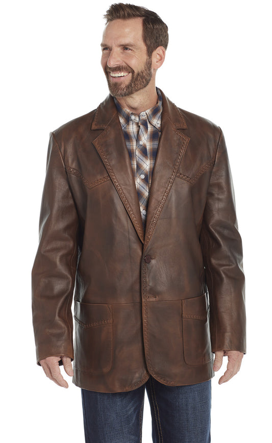 CRIPPLE CREEK MEN'S HANDLACED & BOOT STITCHED ANTIQUE FINISHED LAMB BLAZER